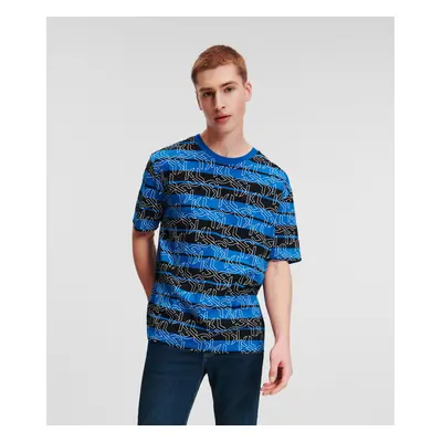 Tričko karl lagerfeld jeans klj relaxed aop sslv tee black/blue aop