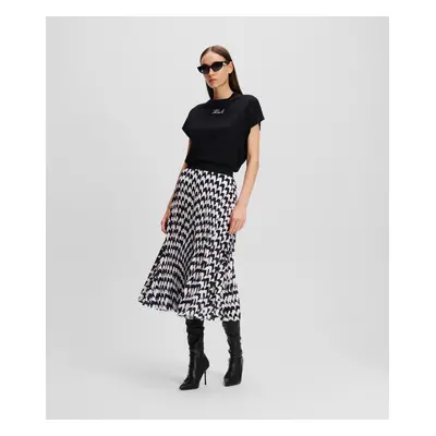 Sukně karl lagerfeld pleated skirt black/white/pink chevron