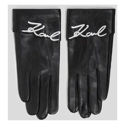 Rukavice karl lagerfeld k/signature leather ff glove black