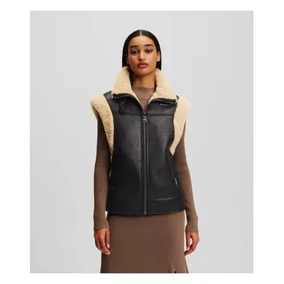 Vesta karl lagerfeld faux fur suede gilet black/light beige