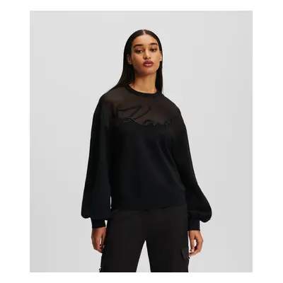 Mikina karl lagerfeld fabric mix signature sweat black