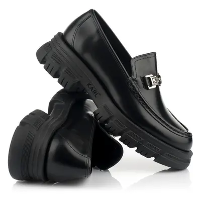 Mokasíny karl lagerfeld k-link loafer black lthr