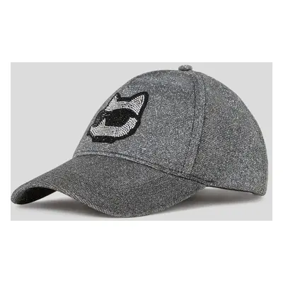 Kšiltovka karl lagerfeld k/ikonik 2.0 choup glitter cap silver glitter