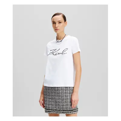 Tričko karl lagerfeld boucle karl signature t-shirt white