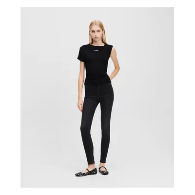 Džíny karl lagerfeld high waist skinny denim pants black denim