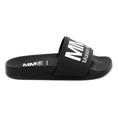 Pantofle mm6 contrasting printed logo pvc pool slides black