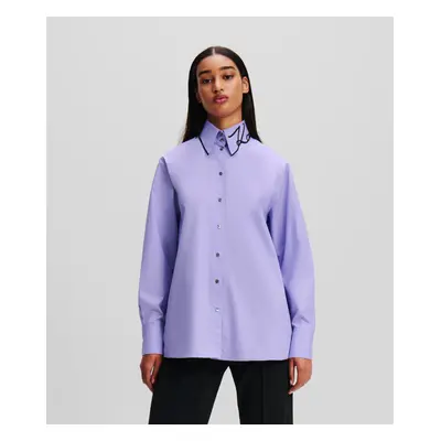 Košile karl lagerfeld signature collar poplin shirt sweet lavender