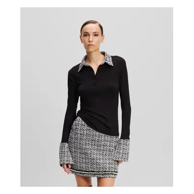 Tričko karl lagerfeld lslv boucle polo black