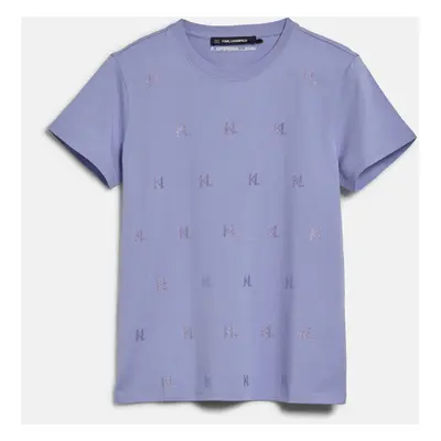 Tričko karl lagerfeld kl rhinestone t-shirt sweet lavender