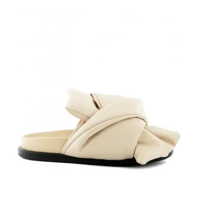 Pantofle no21 padded bow-embellished leather fussbett slides nude