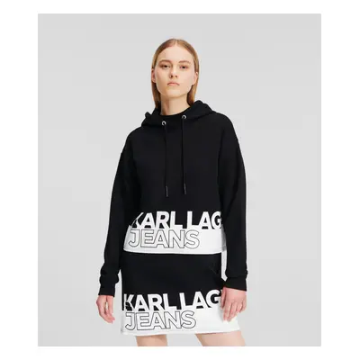 Mikina karl lagerfeld jeans klj regular logo stripe hoodie black