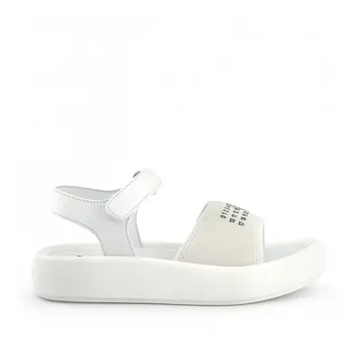 Sandále mm6 contrasting printed logo leather & lycra platform sandals white