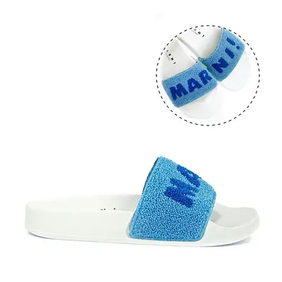 Pantofle marni contrasting logo sponge pool slides white