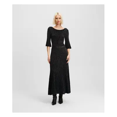 Šaty karl lagerfeld pleated lurex knit dress black/silver