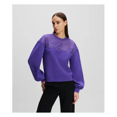 Mikina karl lagerfeld fabric mix signature sweat deep purple