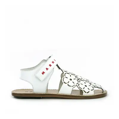 Sandále marni contrasting printed logo laserated leather fisherman sandals white