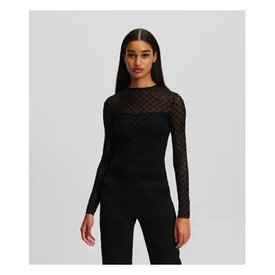 Top karl lagerfeld kl mesh lslv top black