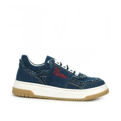 Tenisky marni contrasting embroidered logo denim lace-up low sneakers denim blue