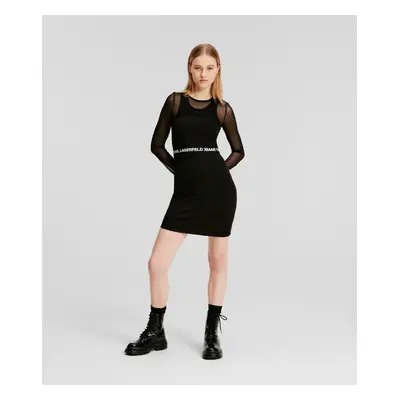 Šaty karl lagerfeld jeans klj fitted mesh mini dress black