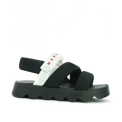 Sandále marni contrasting printed logo padded lycra platform sandals black