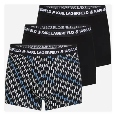 Spodní prádlo karl lagerfeld aop logo monogram trunk set x3 monogramaopblue/black/whit