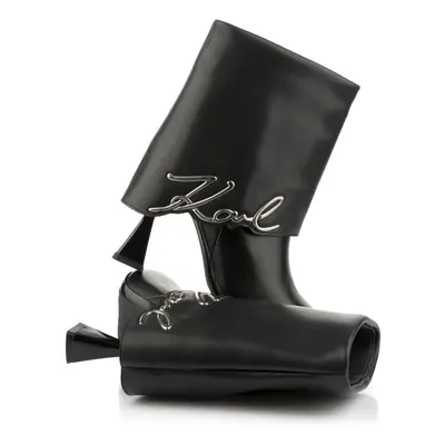 Kotníková obuv karl lagerfeld debut ii fold down midi boot black lthr