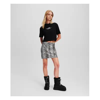 Sukně karl lagerfeld jeans klj faux leather skirt black snake