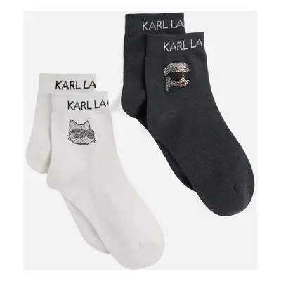 Ponožky karl lagerfeld k/ikonik 2.0 rhnstn socks p black/white