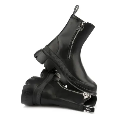 Kotníková obuv karl lagerfeld trekka max nft zip stretch boot black pu w/silver