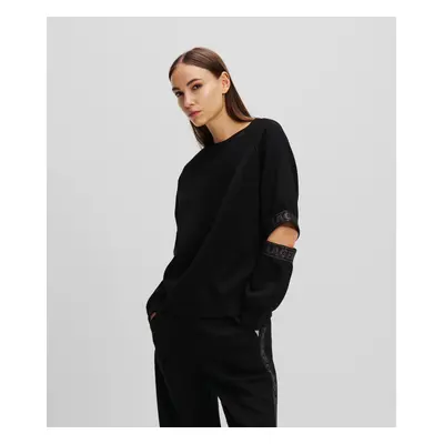 Mikina karl lagerfeld glitter logo tape sweatshirt black