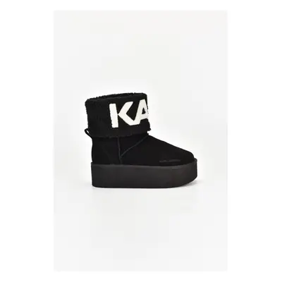 Sněhule karl lagerfeld karl logo ankle boot black suede & textile