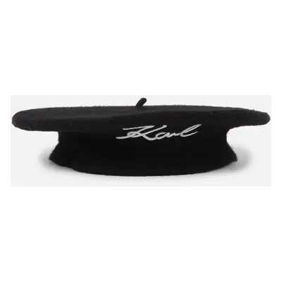 Klobouk karl lagerfeld k/signature wool beret black