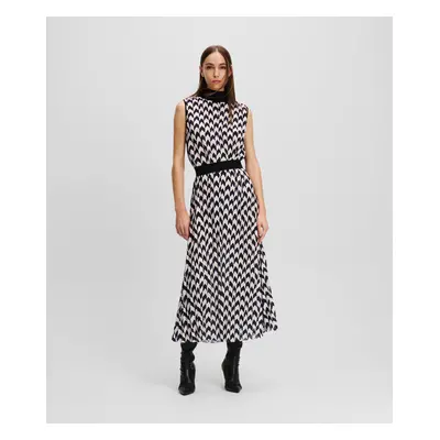 Šaty karl lagerfeld chevron pleated dress black/white/pink chevron