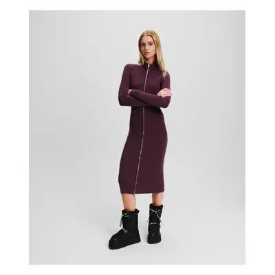 Šaty karl lagerfeld jeans klj lslv knitted zip dress plum perfect