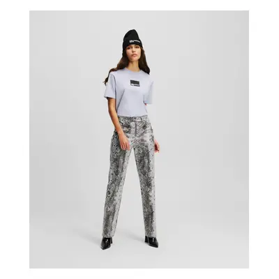 Kalhoty karl lagerfeld jeans klj faux leather pant black snake