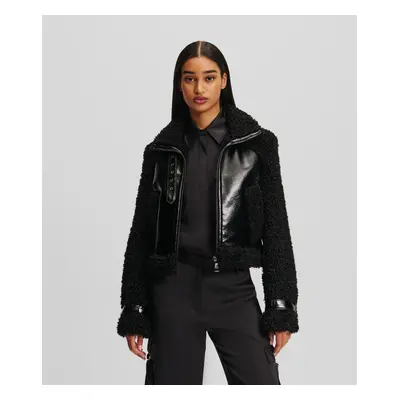 Bunda karl lagerfeld faux shearling jacket black