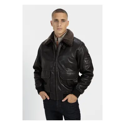 Bunda camel active leather jacket graphite gray