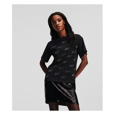 Tričko karl lagerfeld rhinestone karl t-shirt black