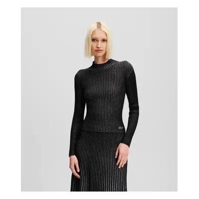 Svetr karl lagerfeld lurex knit top black/silver