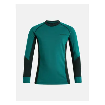 Termo prádlo peak performance junior magic crew green ivy/glazed