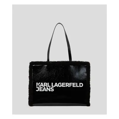 Kabelka karl lagerfeld jeans box logo pu shearling tote black