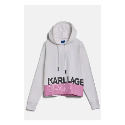 Mikina karl lagerfeld jeans klj regular logo stripe hoodie white