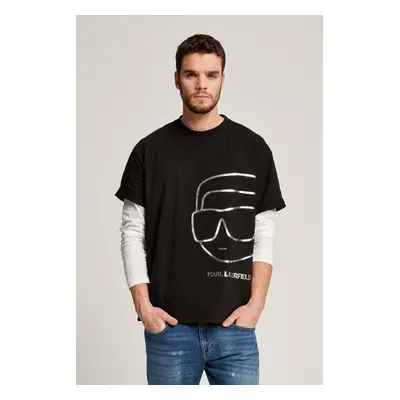 Tričko karl lagerfeld ikonik 2.0 outline big t-shirt black