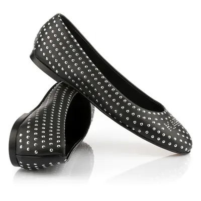 Baleríny karl lagerfeld karo microstud pump black pu w/silver