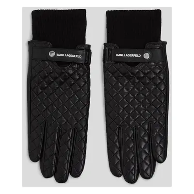 Rukavice karl lagerfeld k/essential ff leather gloves black