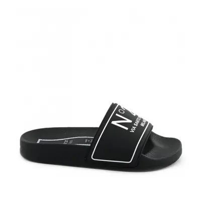 Pantofle no21 contrasting printed logo pvc pool slides black