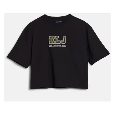 Tričko karl lagerfeld jeans klj regular crop logo sslv tee black