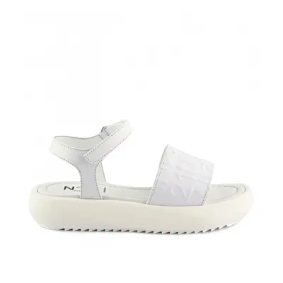 Sandále no21 logo embossed leather platform sandals white