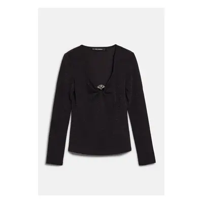 Top karl lagerfeld fan lurex lslv top black lurex