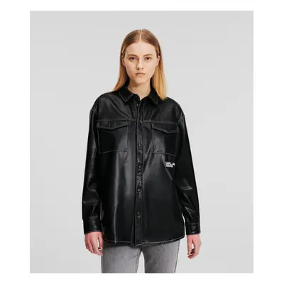 Košile karl lagerfeld jeans klj faux leather overshirt black